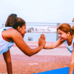 Two women doing pushups