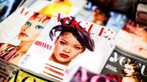 Vogue Rihanna magazine beside magazines