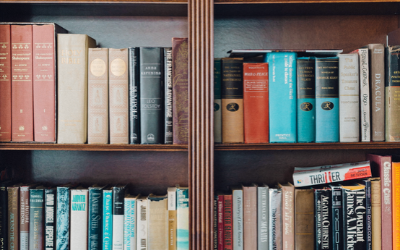 Assorted-title book in bookcase