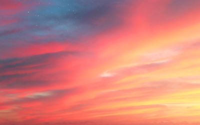 Pink, orange, and blue, clouds at sunset