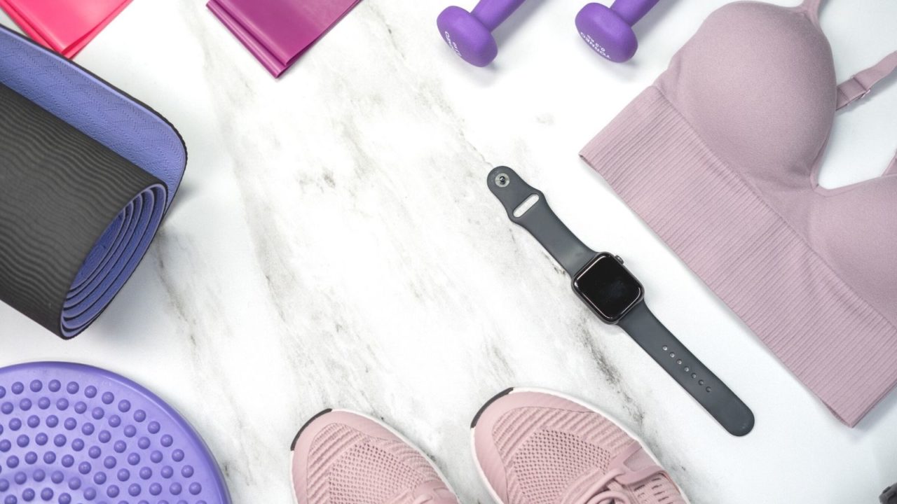 flatlay of workout gear