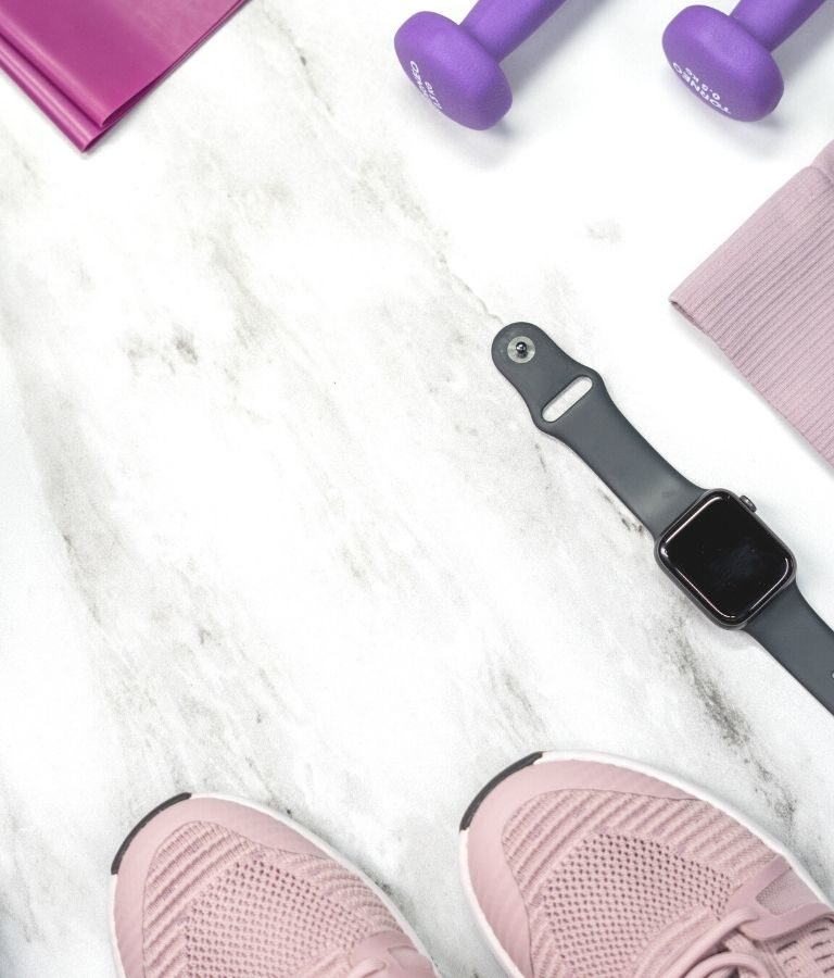 flatlay of workout gear